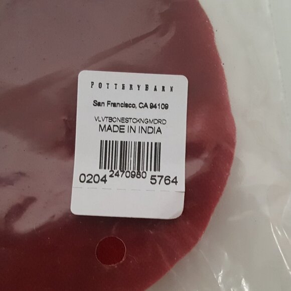 NEW Pottery Barn Classic Velvet Red DOG BONE Stocking NWT No Monogram Christmas - Picture 3 of 3